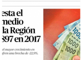 Según encuesta el ingreso promedio mensual de la Región fue de $436.897 en 2017